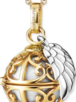 ENGELSRUFER Halsketten + Collier-Kette Klangkugel mit Flügel goldfarben bicolor ERN-ER23-20-XS-G