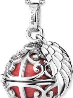 ENGELSRUFER Halsketten + Collier-Kette Klangkugel mit Flügel rot perlmutt ERN-ER23-25-XS