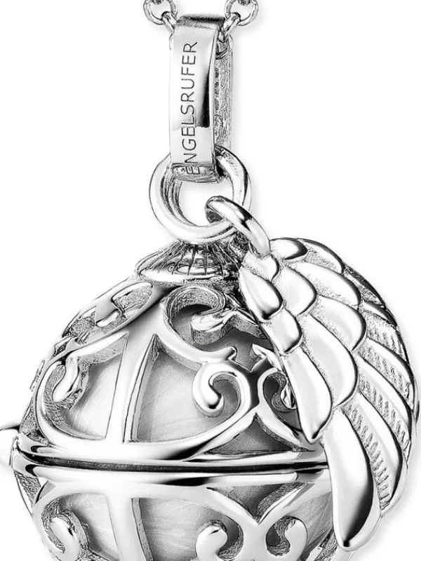 ENGELSRUFER Halsketten + Collier-Kette Klangkugel mit Flügel Silber perlmutt ERN-ER23-20-XS