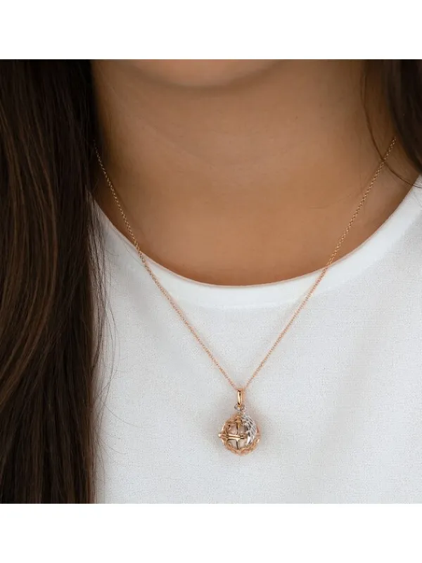 ENGELSRUFER Halsketten + Collier-Kette Klangkugel mit Flügel roségoldfarben bicolor ERN-ER23-20-XS-R