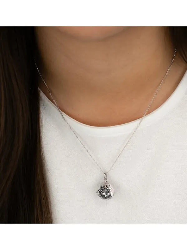 ENGELSRUFER Halsketten + Collier-Kette Klangkugel mit Flügel graues perlmutt ERN-ER23-27-XS