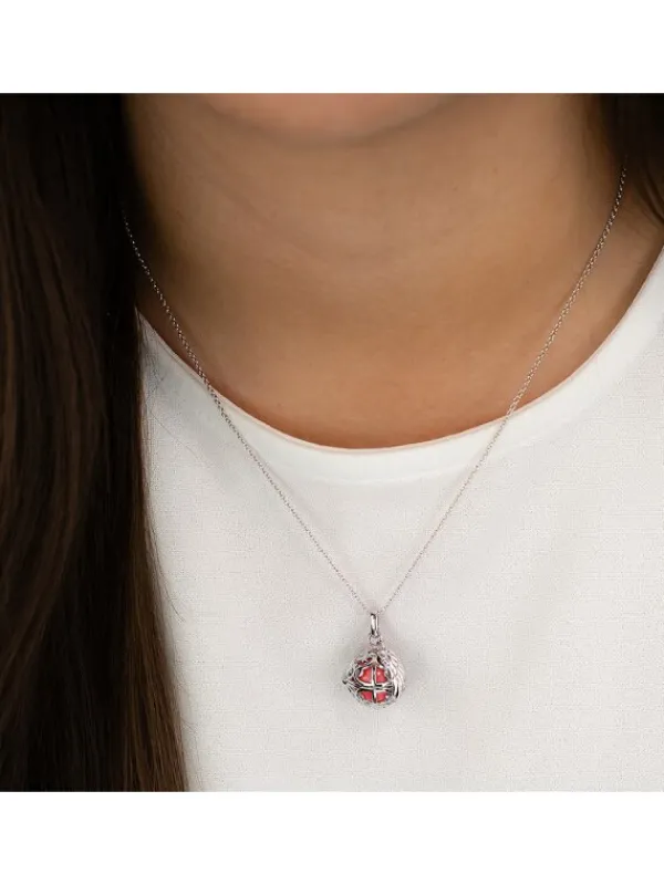 ENGELSRUFER Halsketten + Collier-Kette Klangkugel mit Flügel rot perlmutt ERN-ER23-25-XS