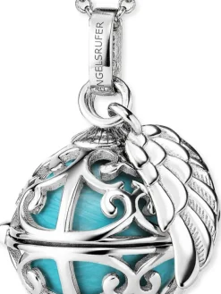 ENGELSRUFER Halsketten + Collier-Kette Klangkugel mit Flügel türkis perlmutt ERN-ER23-26-XS