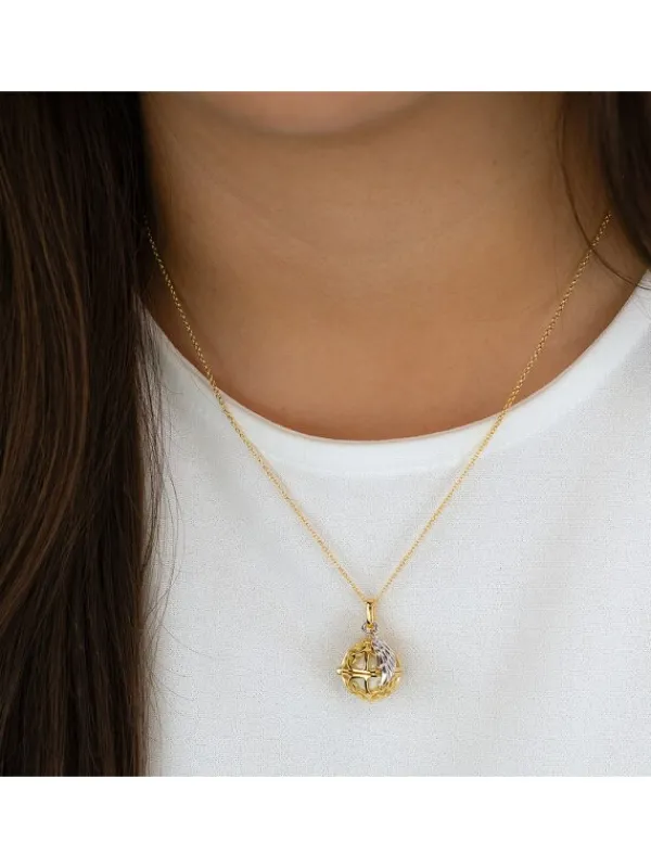 ENGELSRUFER Halsketten + Collier-Kette Klangkugel mit Flügel goldfarben bicolor ERN-ER23-20-XS-G