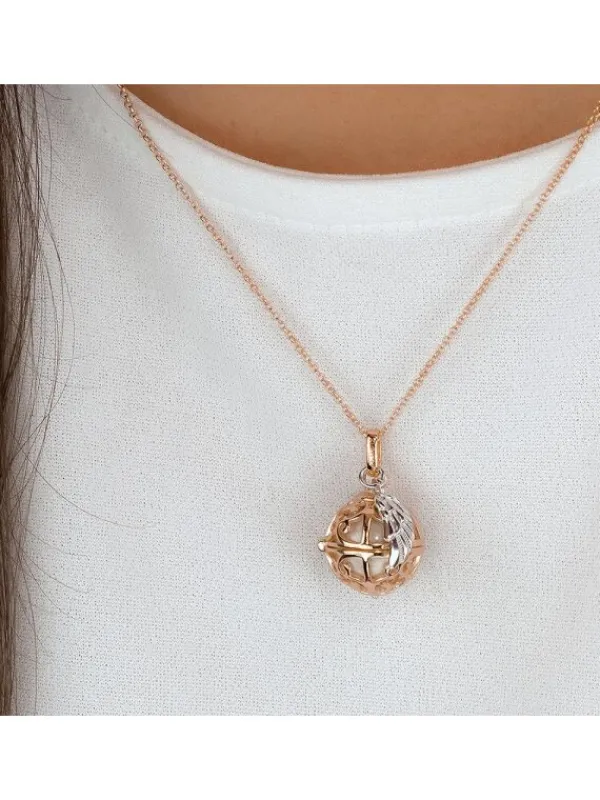 ENGELSRUFER Halsketten + Collier-Kette Klangkugel mit Flügel roségoldfarben bicolor ERN-ER23-20-XS-R