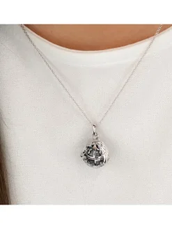 ENGELSRUFER Halsketten + Collier-Kette Klangkugel mit Flügel graues perlmutt ERN-ER23-27-XS