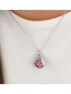 ENGELSRUFER Halsketten + Collier-Kette Klangkugel mit Flügel rot perlmutt ERN-ER23-25-XS