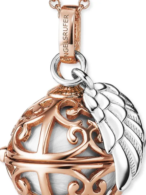 ENGELSRUFER Halsketten + Collier-Kette Klangkugel mit Flügel roségoldfarben bicolor ERN-ER23-20-XS-R