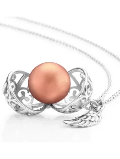 ENGELSRUFER Halsketten + Collier-Kette Klangkugel mit Flügel rosé ERN-ER23-16-XS