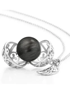 ENGELSRUFER Halsketten + Collier-Kette Klangkugel mit Flügel graues perlmutt ERN-ER23-27-XS