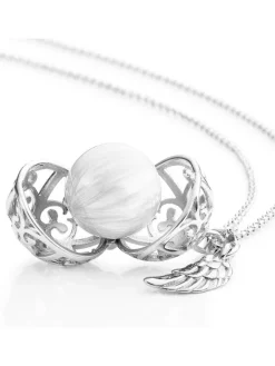 ENGELSRUFER Halsketten + Collier-Kette Klangkugel mit Flügel Silber perlmutt ERN-ER23-20-XS