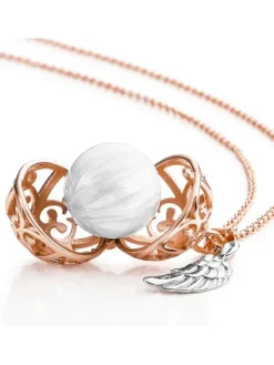 ENGELSRUFER Halsketten + Collier-Kette Klangkugel mit Flügel roségoldfarben bicolor ERN-ER23-20-XS-R
