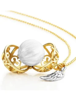 ENGELSRUFER Halsketten + Collier-Kette Klangkugel mit Flügel goldfarben bicolor ERN-ER23-20-XS-G