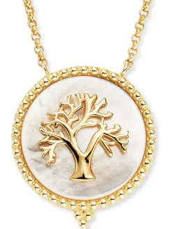 ENGELSRUFER Halsketten + Collier-Kette Lebensbaum Silber goldf. Perlmutt ERN-LILTREE-PE-G