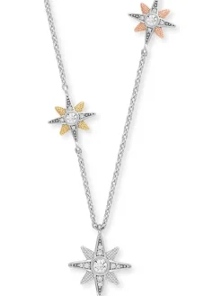 ENGELSRUFER Halsketten + Collier-Kette New Star Silber Tricolor mit Zirkonia ERN-3NEWSTAR-ZI-TRI