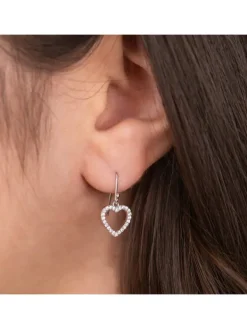 ENGELSRUFER Ohrschmuck-Ohrhänger Herz Silber mit Zirkonia ERE-HEARTSHINY-ZI-H