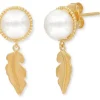 ENGELSRUFER Ohrschmuck-Ohrstecker Feder und Perlen Silber Gold platiert ERE-GLORY-FEDER-STG