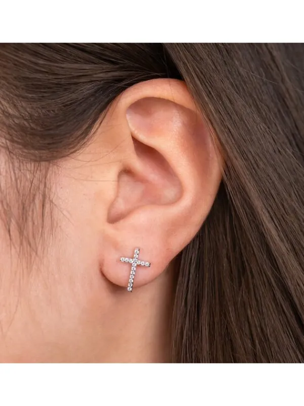 ENGELSRUFER Ohrschmuck-Ohrstecker Kreuz Silber mit Zirkonia ERE-LILCROSS-ZI-ST