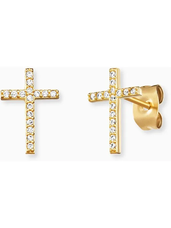 ENGELSRUFER Ohrschmuck-Ohrstecker Kreuz goldf. mit Zirkonia ERE-LILCROSS-ZI-STG
