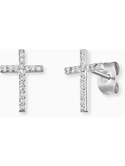 ENGELSRUFER Ohrschmuck-Ohrstecker Kreuz goldf. mit Zirkonia ERE-LILCROSS-ZI-STG