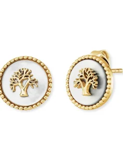 ENGELSRUFER Ohrschmuck-Ohrstecker Lebensbaum Gold plattiert mit Perlmutt ERE-LILTREE-PE-STG