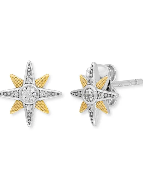 ENGELSRUFER Ohrschmuck-Ohrstecker New Star Silber Bicolor mit Zirkonia ERE-NEWSTAR-ZI-BI-ST