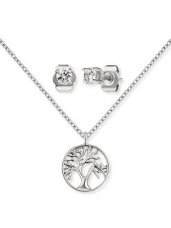 ENGELSRUFER Ohrschmuck | Halsketten + Collier-Set Halskette Ohrringe Lebensbaum ERMT-LILTREE