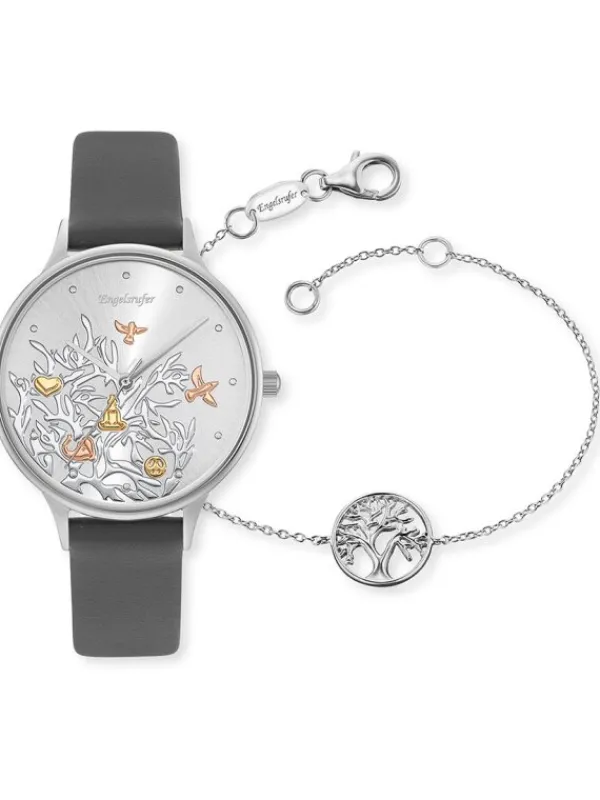 ENGELSRUFER Damenuhren-Set Uhr Lebendbaum und Silberarmband ERWO-TREE-03