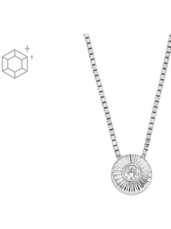FOSSIL Halsketten + Collier-Texture Circle Silber JFS00618040