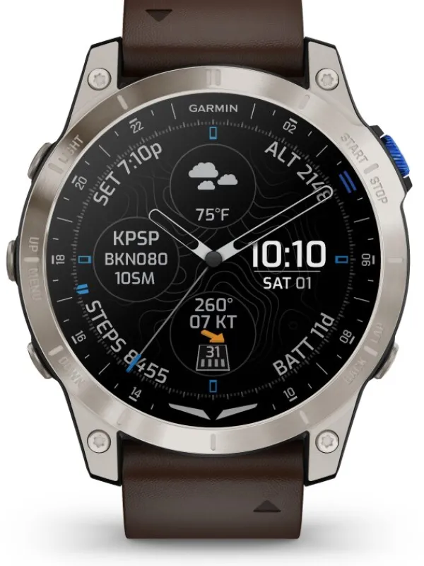 GARMIN Smartwatches | Damenuhren-D2™ Mach 1, 47mm, Aviator Smartwatch Lederband 010-02582-55
