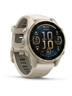 GARMIN Smartwatches | Herrenuhren-fēnix® 8 - 43 mm AMOLED Sapphire Nebelgrau/Softgold 010-02903-11