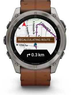 GARMIN Smartwatches-fēnix® 8 - 51 mm AMOLED Sapphire Graphit/Carbongrau Titan Lederarmband 010-02905-40