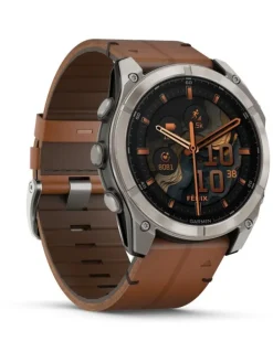 GARMIN Smartwatches-fēnix® 8 - 51 mm AMOLED Sapphire Graphit/Carbongrau Titan Lederarmband 010-02905-40