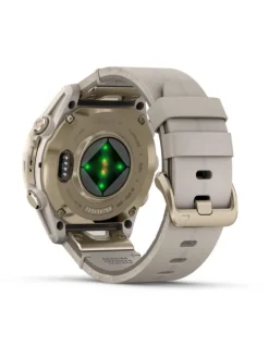GARMIN Smartwatches | Herrenuhren-fēnix® 8 - 43 mm AMOLED Sapphire Nebelgrau/Softgold mit Lederarmband 010-02903-40