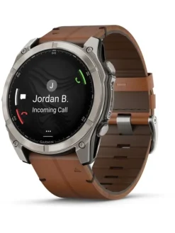 GARMIN Smartwatches-fēnix® 8 - 51 mm AMOLED Sapphire Graphit/Carbongrau Titan Lederarmband 010-02905-40