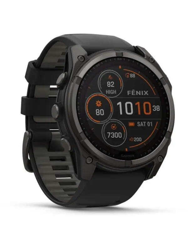 GARMIN Smartwatches | Herrenuhren-fēnix® 8 - 51 mm Solar Sapphire Graphit/Carbongrau Titan DLC 010-02907-11