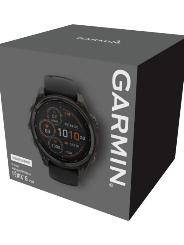 GARMIN Smartwatches | Herrenuhren-fēnix® 8 - 47 mm Solar Sapphire Graphit/Carbongrau Titan DLC 010-02906-11