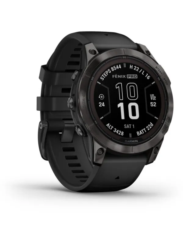 GARMIN Smartwatches | Herrenuhren-FĒNIX® 7 Pro – 47mm - Sapphire Solar Edition, Schwarz/Carbongrau Titan 010-02777-11