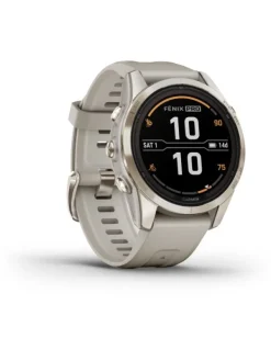 GARMIN Herrenuhren | Damenuhren-FĒNIX® 7S Pro - 42mm – Sapphire Solar Edition, Beige/Softgold Silikon 010-02776-15