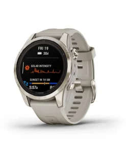 GARMIN Herrenuhren | Damenuhren-FĒNIX® 7S Pro - 42mm – Sapphire Solar Edition, Beige/Softgold Silikon 010-02776-15