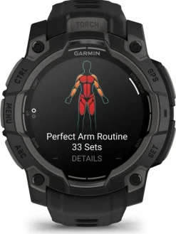 GARMIN Herrenuhren | Damenuhren-Instinct® 3 AMOLED - 45 mm, Schwarz, mit Silikon-Wechselarmband 22 mm Schwarz 010-02936-00