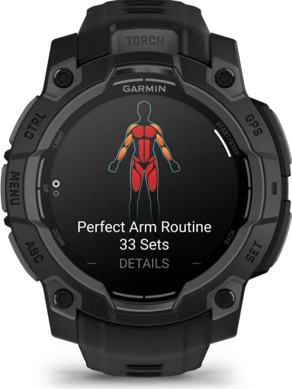 GARMIN Herrenuhren | Damenuhren-Instinct® 3 AMOLED - 45 mm, Schwarz, mit Silikon-Wechselarmband 22 mm Schwarz 010-02936-00