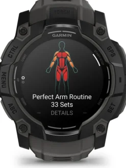 GARMIN Herrenuhren | Damenuhren-Instinct® 3 AMOLED - 50 mm, Schwarz, mit Silikon-Wechselarmband 26 mm Kohle 010-03020-00