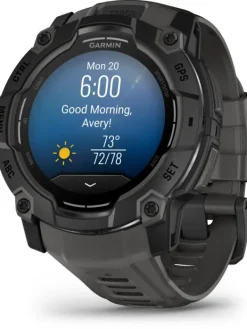 GARMIN Herrenuhren | Damenuhren-Instinct® 3 AMOLED - 50 mm, Schwarz, mit Silikon-Wechselarmband 26 mm Kohle 010-03020-00