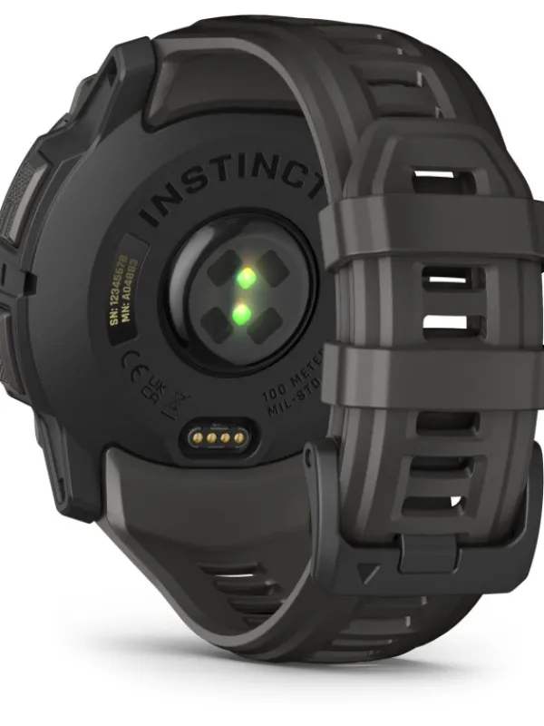 GARMIN Herrenuhren | Damenuhren-Instinct® 3 AMOLED - 50 mm, Schwarz, mit Silikon-Wechselarmband 26 mm Kohle 010-03020-00