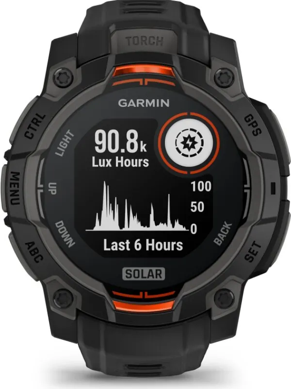 GARMIN Herrenuhren | Damenuhren-Instinct® 3 Solar - 45 mm, Schwarz, mit Silikon-Wechselarmband 22 mm Schwarz 010-02934-00