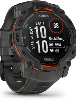 GARMIN Herrenuhren | Damenuhren-Instinct® 3 Solar - 50 mm, Kohle/Schwarz, mit Silikon-Wechselarmband 26 mm Kohle 010-02935-00