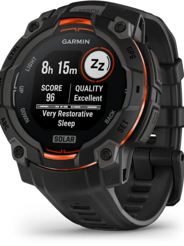 GARMIN Herrenuhren | Damenuhren-Instinct® 3 Solar - 45 mm, Schwarz, mit Silikon-Wechselarmband 22 mm Schwarz 010-02934-00