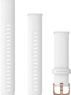 GARMIN Uhrenarmbänder-Original Quick-Relase 18 mm, Silikon, weiß, 3-teilig, Schließe - Edelstahl rose 010-12932-0F