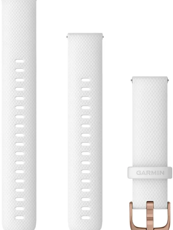 GARMIN Uhrenarmbänder-Original Quick-Relase 18 mm, Silikon, weiß, 3-teilig, Schließe - Edelstahl rose 010-12932-0F
